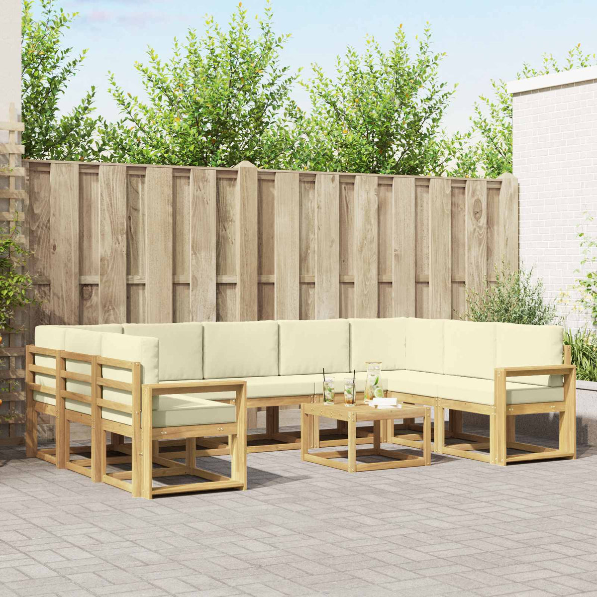 Buiten bankenset 10 pcs Wit en crèmekleurig 59 x 59 x 37 cm is nu te koop bij PeponiXL, paradijselijk wonen!