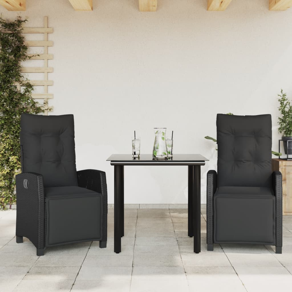 3-delige Tuinset met kussens poly rattan zwart is nu te koop bij PeponiXL, paradijselijk wonen!