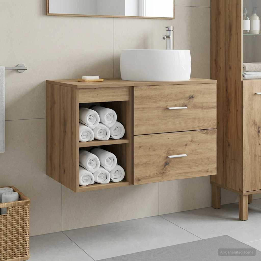 Badkamermeubelset 2 st Artisanaal eiken Bewerkt hout is nu te koop bij PeponiXL, paradijselijk wonen!