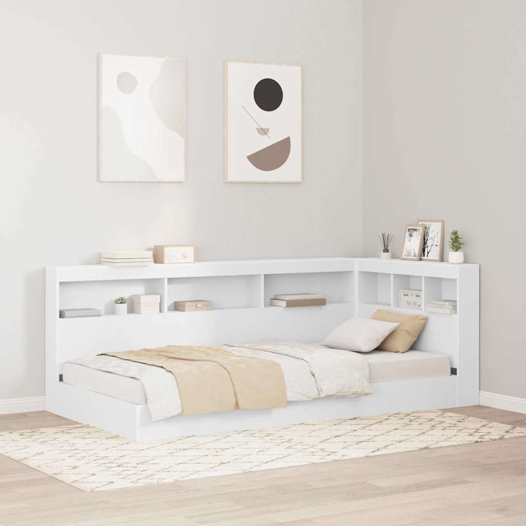 Boekenkast Bed met hoofdeinde Wit 90 x 190 cm Bewerkt hout is nu te koop bij PeponiXL, paradijselijk wonen!