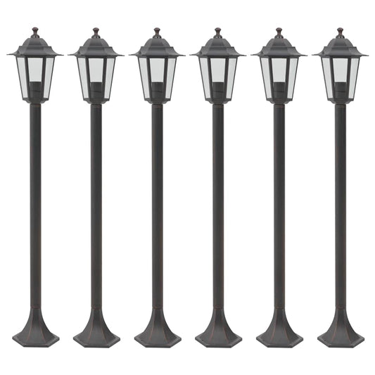 Paalverlichting voor tuin E27 110 cm aluminium brons 6 st is nu te koop bij PeponiXL, paradijselijk wonen!