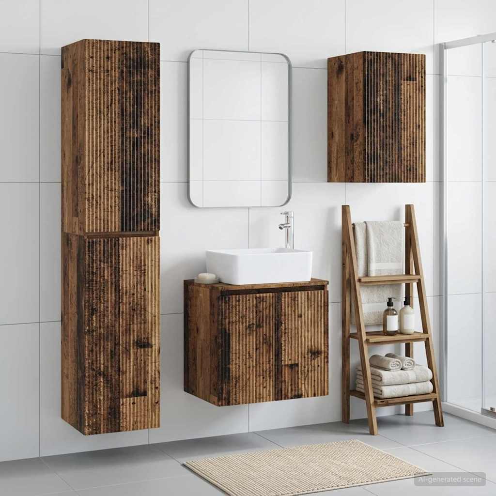 Badkamermeubelset 3 st Oud hout 33 x 34,5 x 160 cm Bewerkt hout is nu te koop bij PeponiXL, paradijselijk wonen!