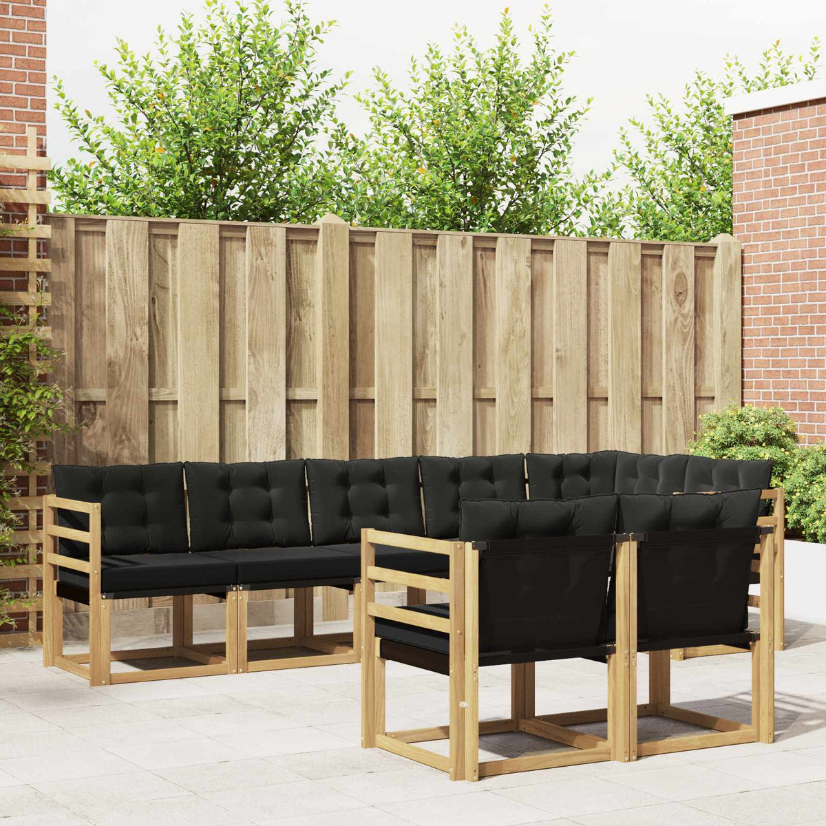 Buiten bankenset met kussen 8 pcs Wit en zwart is nu te koop bij PeponiXL, paradijselijk wonen!