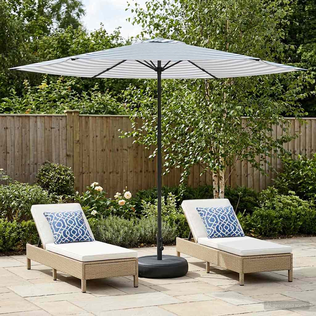 Tuinparasol met Basis 300 x 300 cm Polyester Rechthoekig is nu te koop bij PeponiXL, paradijselijk wonen!
