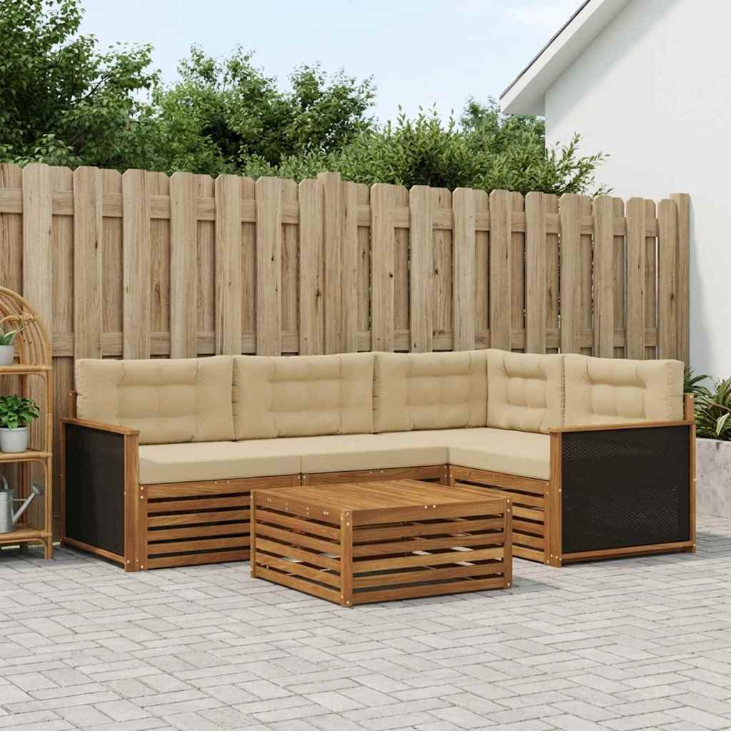 Buiten bankenset 5 pcs Natuurlijk en Beige 79 x 79 x 37 cm is nu te koop bij PeponiXL, paradijselijk wonen!