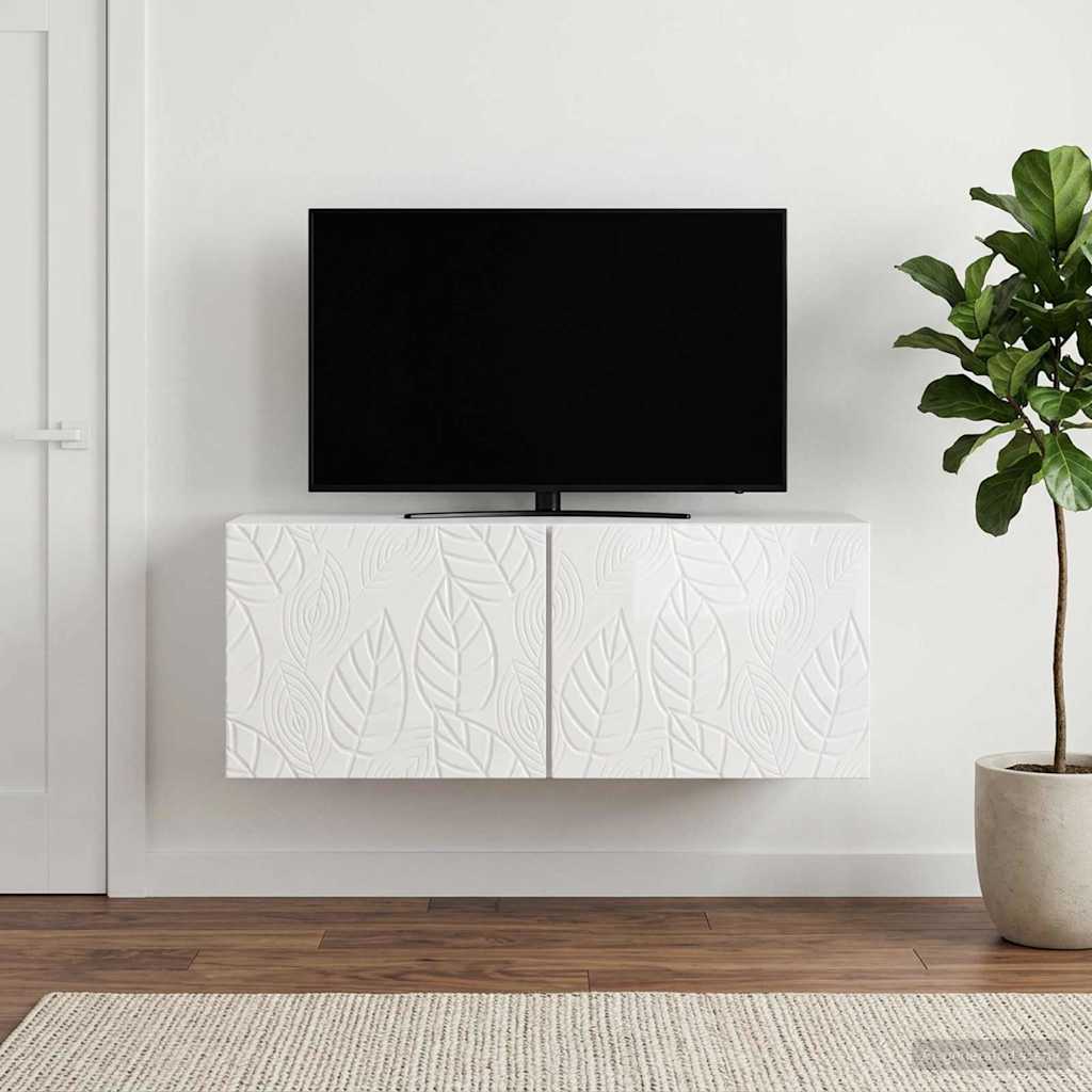 Wandbeugel TV-kast 59,5 x 31 cm Hoogglans Wit Bewerkt hout is nu te koop bij PeponiXL, paradijselijk wonen!