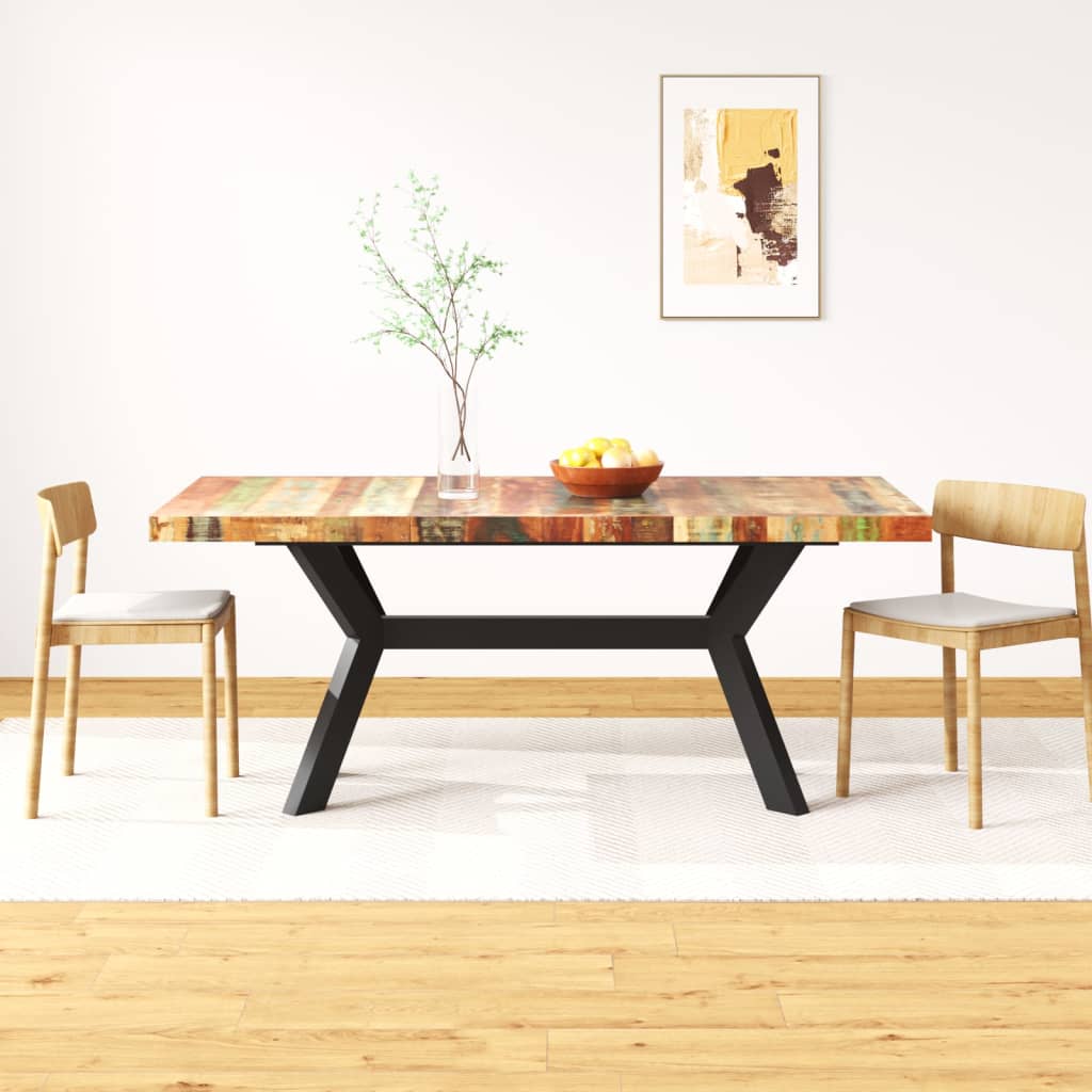 Eettafel 180 cm massief gerecycled hout en stalen kruis is nu te koop bij PeponiXL, paradijselijk wonen!