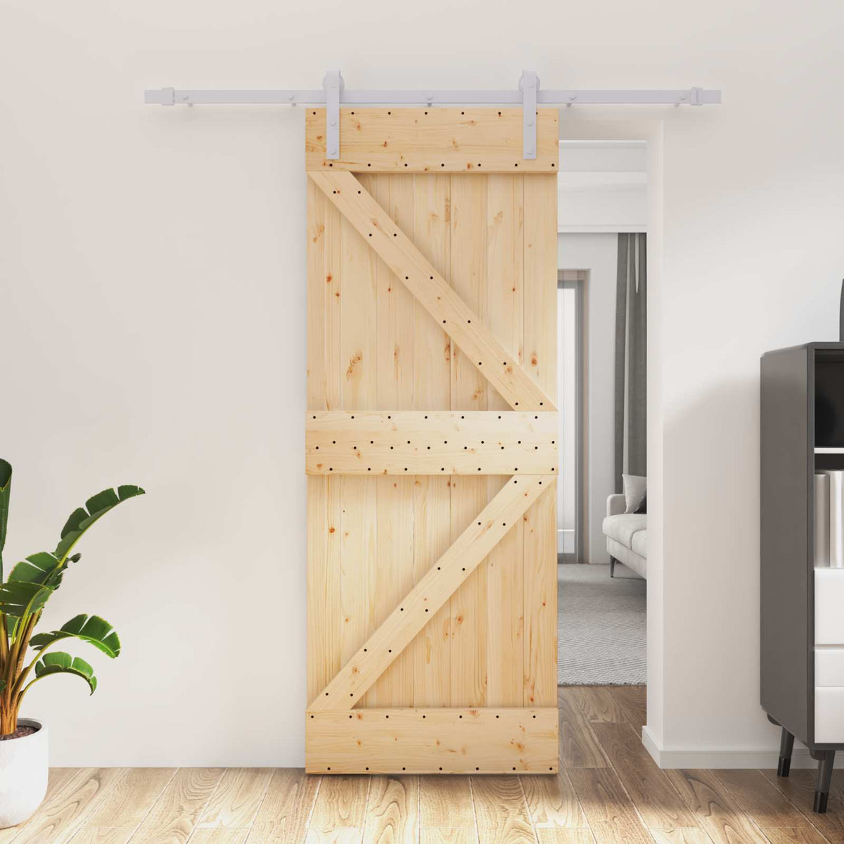 Schuifdeur Natuurlijk en Wit 80 x 210 cm Massief grenenhout is nu te koop bij PeponiXL, paradijselijk wonen!
