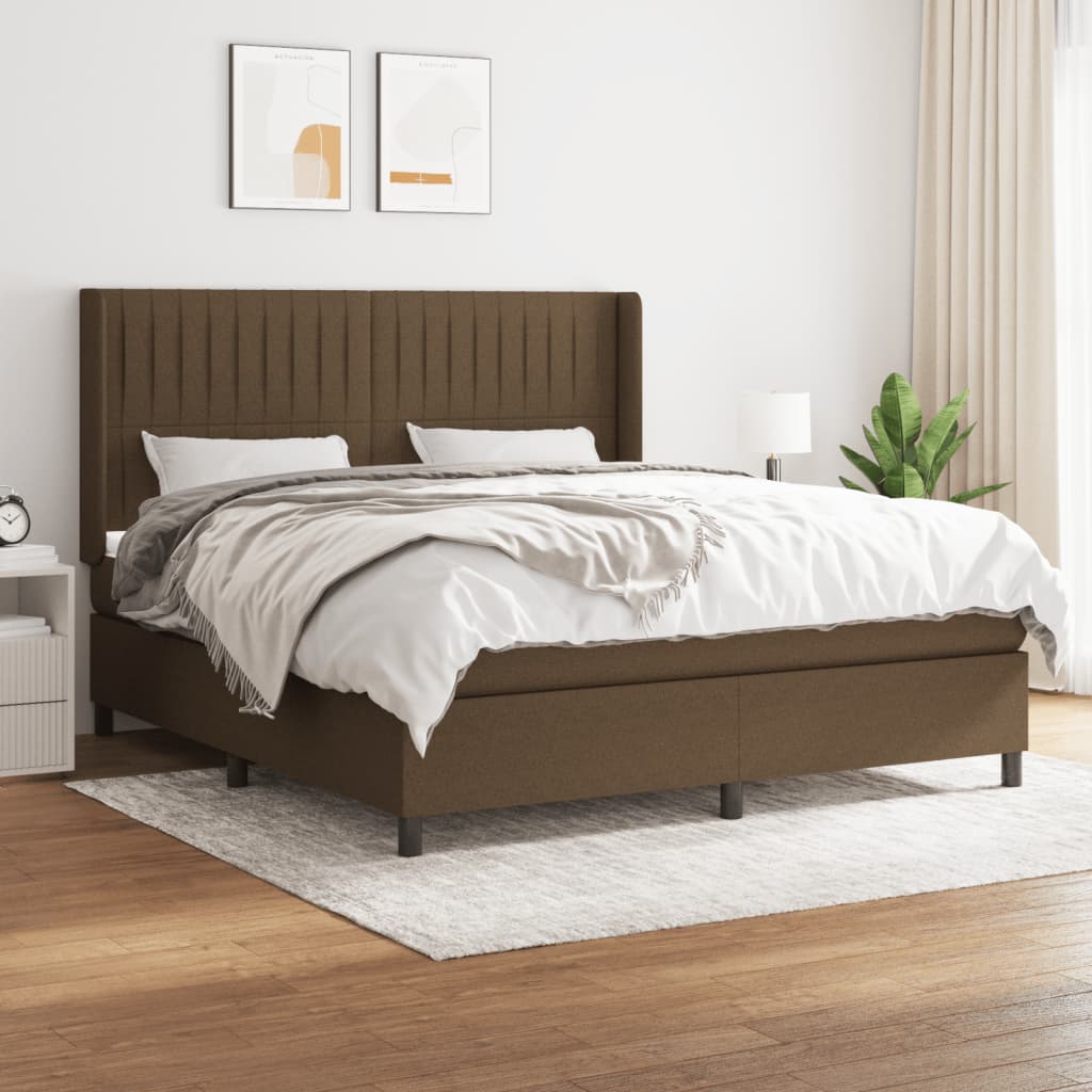 Boxspring met matras stof donkerbruin 160x200 cm is nu te koop bij PeponiXL, paradijselijk wonen!