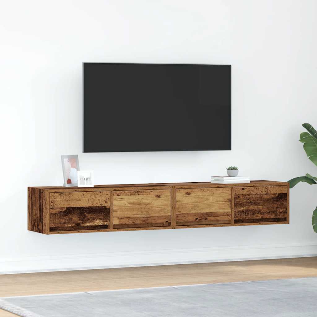 Tv-meubels 2 st 80x31x25,5 cm bewerkt hout oud houtkleurig is nu te koop bij PeponiXL, paradijselijk wonen!