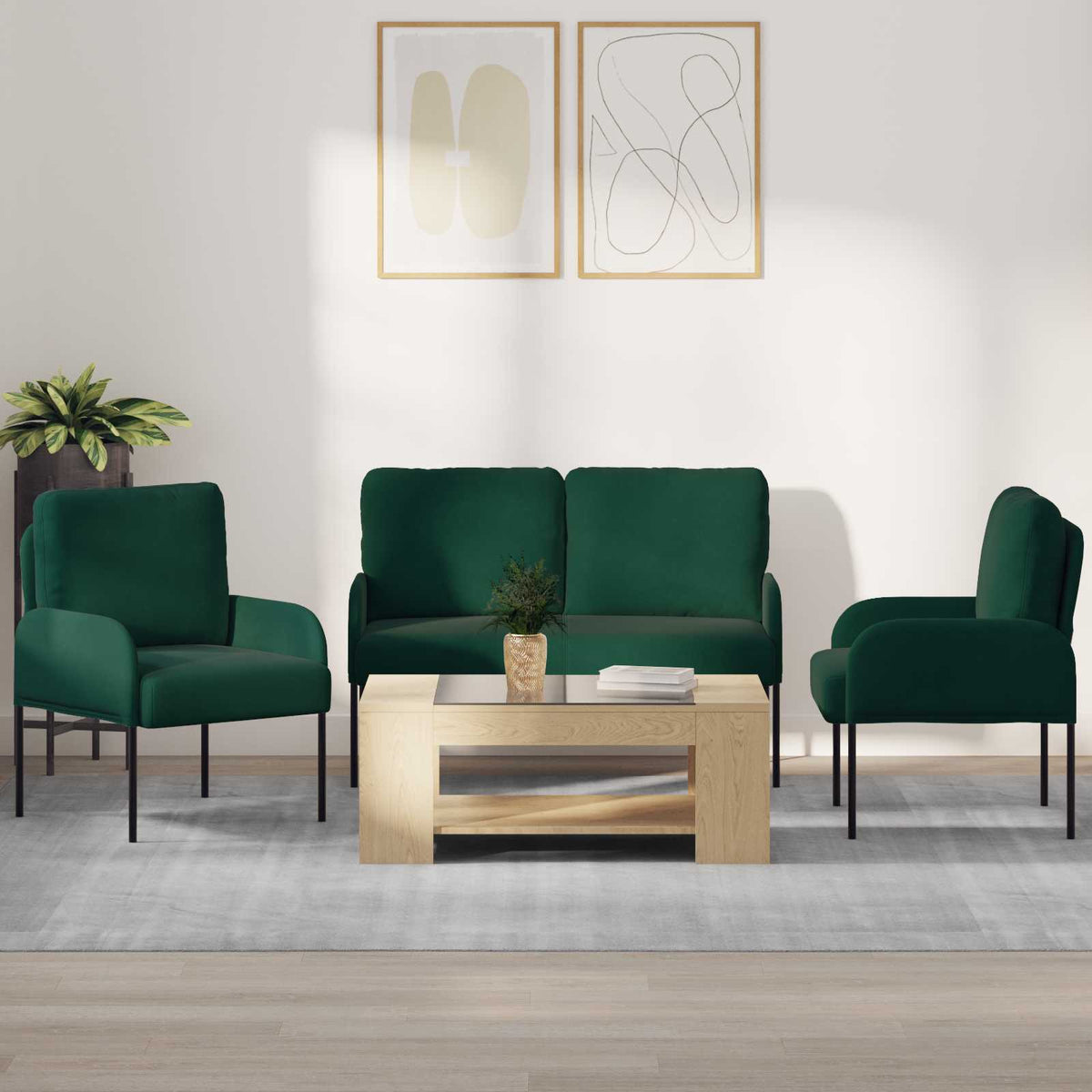 Sofa-Sets 3 pcs Donkergroen 115 x 56 x 80 cm Multiplex is nu te koop bij PeponiXL, paradijselijk wonen!