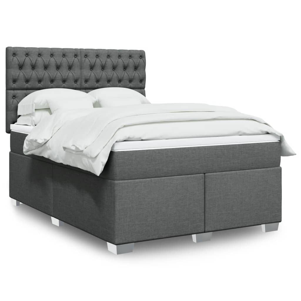 Boxspring met matras stof donkergrijs 160x200 cm is nu te koop bij PeponiXL, paradijselijk wonen!