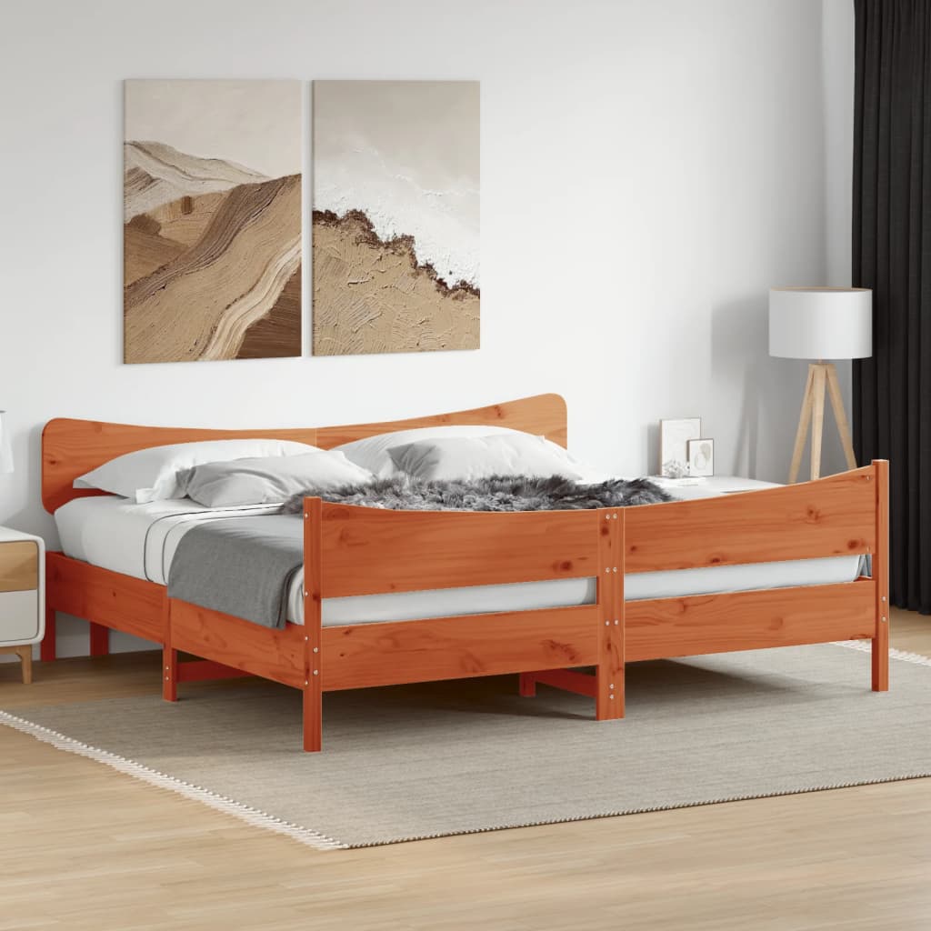 Bedframe zonder matras massief grenenhout wasbruin 180x200 cm is nu te koop bij PeponiXL, paradijselijk wonen!