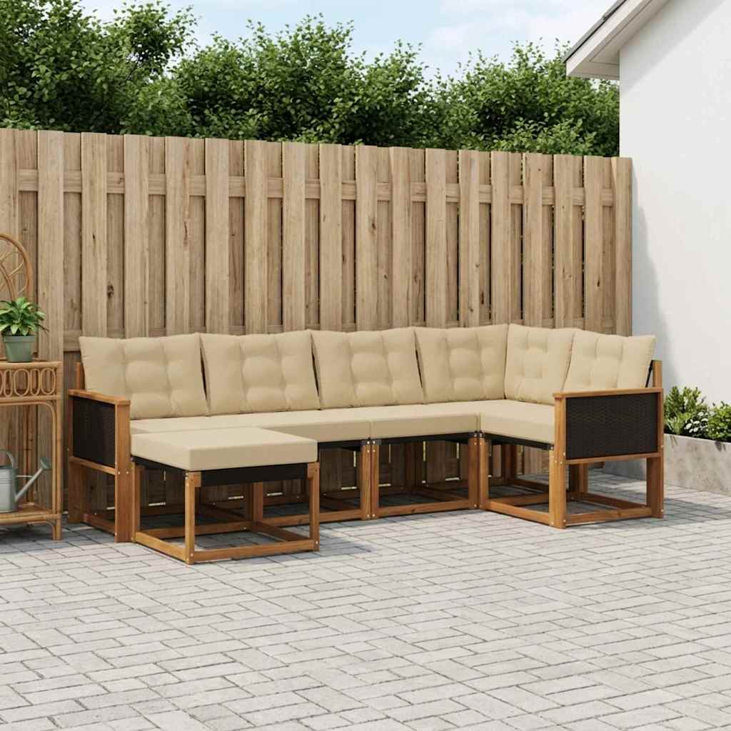 Buiten bankenset met kussen 6 pcs Natuurlijk en Beige is nu te koop bij PeponiXL, paradijselijk wonen!