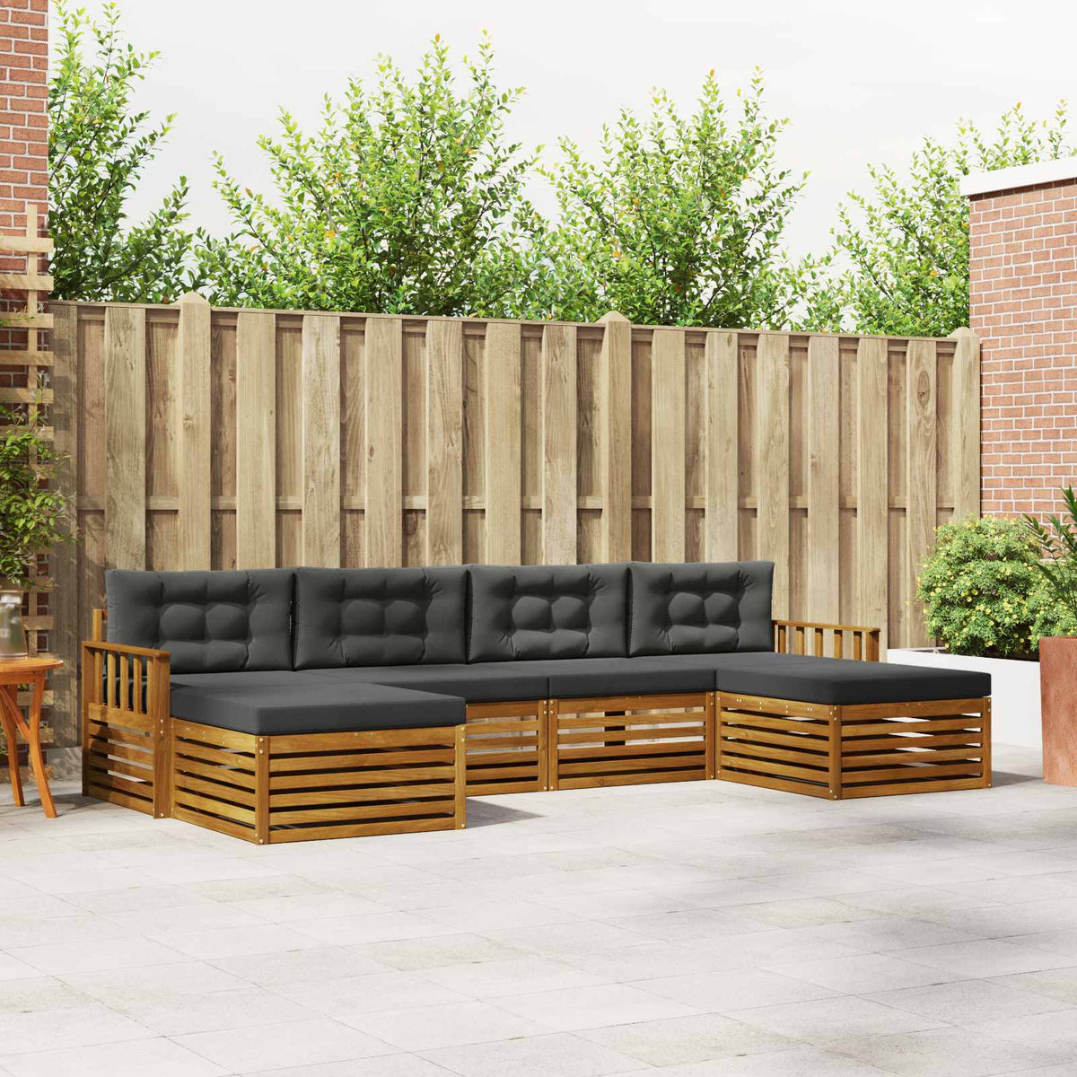 Sofa-Sets 6 pcs Natuurlijk en Antraciet Massief Acaciahout is nu te koop bij PeponiXL, paradijselijk wonen!