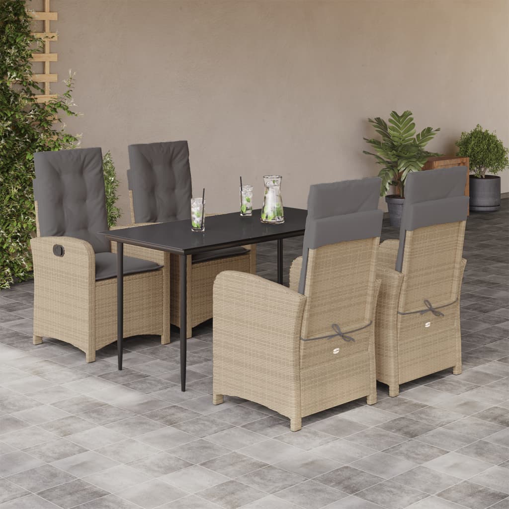 5-delige Tuinset met kussens poly rattan gemengd beige is nu te koop bij PeponiXL, paradijselijk wonen!