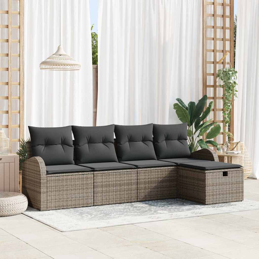 Bankstel met kussen met opslag Grijs poly rattan is nu te koop bij PeponiXL, paradijselijk wonen!