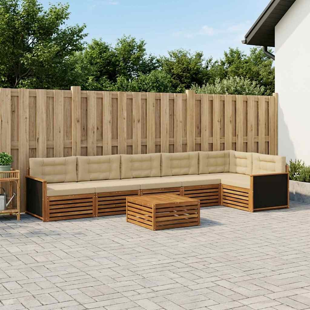 Buiten bankenset 7 pcs Natuurlijk en Beige 79 x 79 x 37 cm is nu te koop bij PeponiXL, paradijselijk wonen!