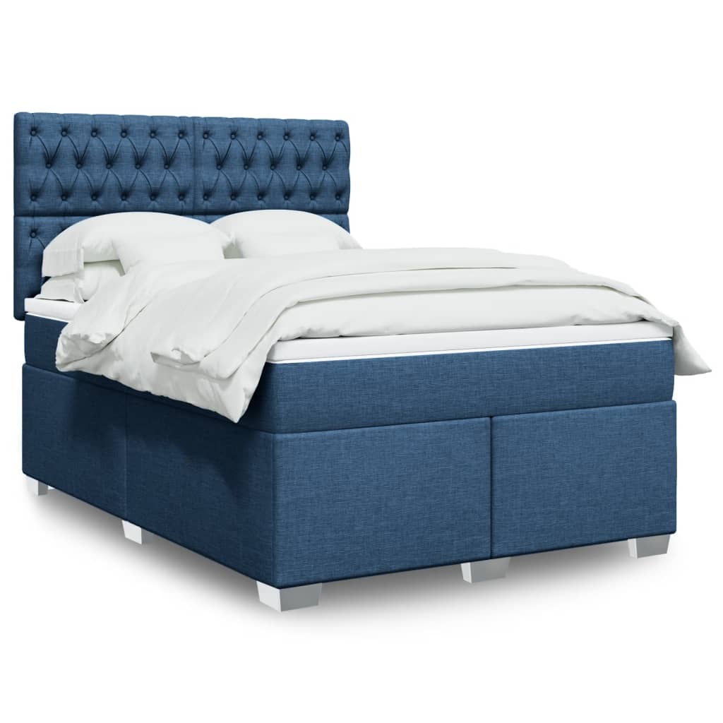 Boxspring met matras stof blauw 140x200 cm is nu te koop bij PeponiXL, paradijselijk wonen!