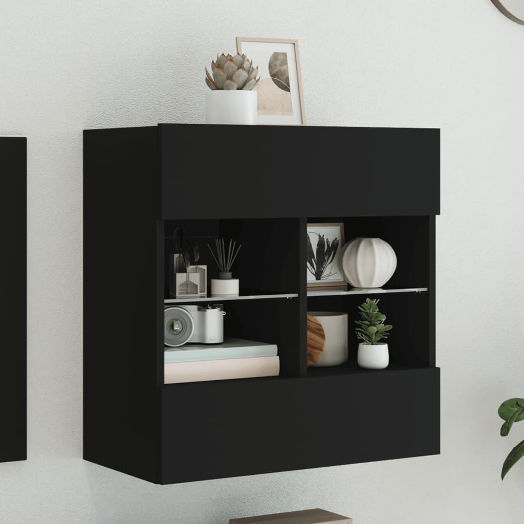 Tv-wandmeubel met LED-verlichting 58,5x30x60,5 cm zwart is nu te koop bij PeponiXL, paradijselijk wonen!