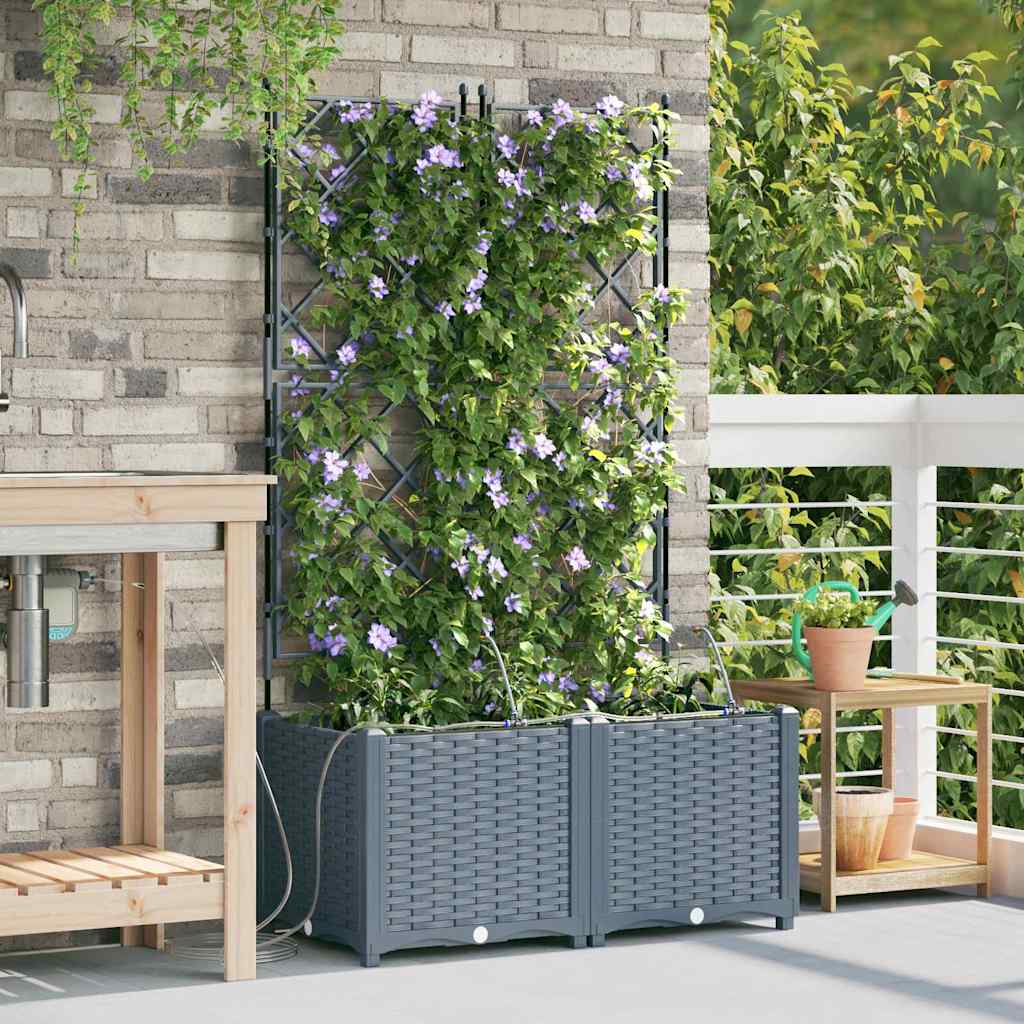 Tuin Bloempot 2 pcs Licht Grijs Kunststof is nu te koop bij PeponiXL, paradijselijk wonen!