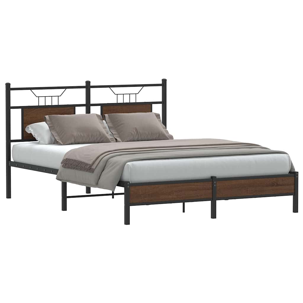 Bedframe zonder matras bewerkt hout bruin eikenkleur 140x190 cm is nu te koop bij PeponiXL, paradijselijk wonen!