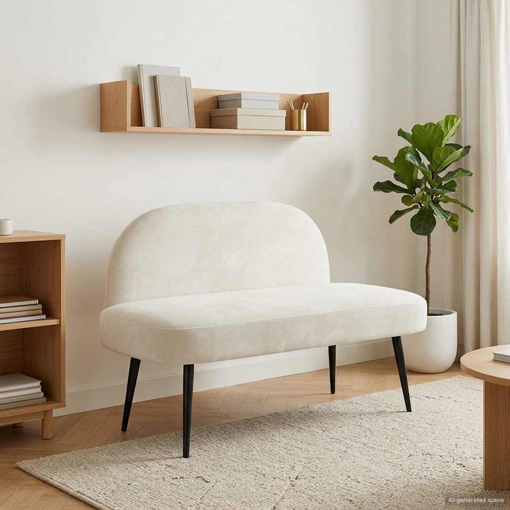 Beklede bank met rugleuning Crèmekleurig 110 x 60 x 76 cm is nu te koop bij PeponiXL, paradijselijk wonen!