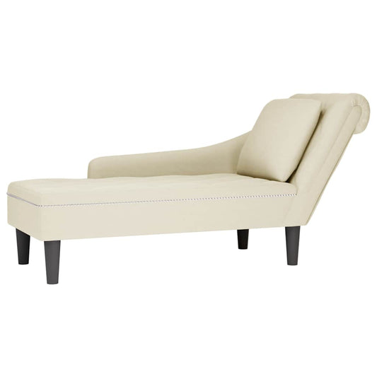 Chaise longue met kussen&rechterarmleuning fluweel crèmekleurig is nu te koop bij PeponiXL, paradijselijk wonen!