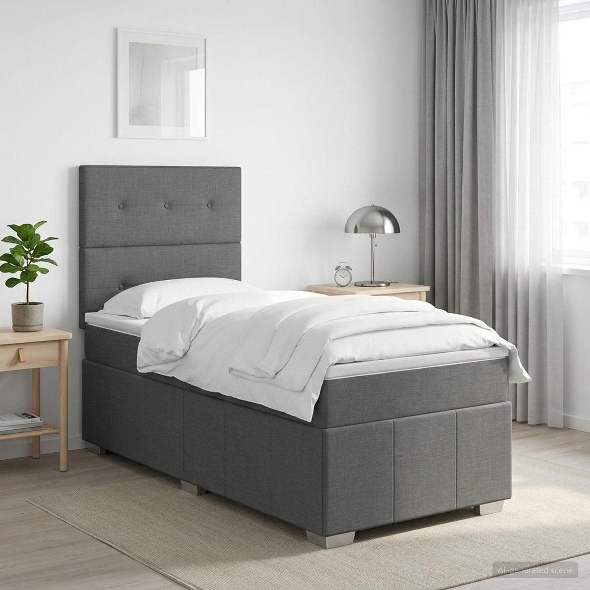 Boxspringbed met matras Donkergrijs 80 x 200 cm Stof is nu te koop bij PeponiXL, paradijselijk wonen!