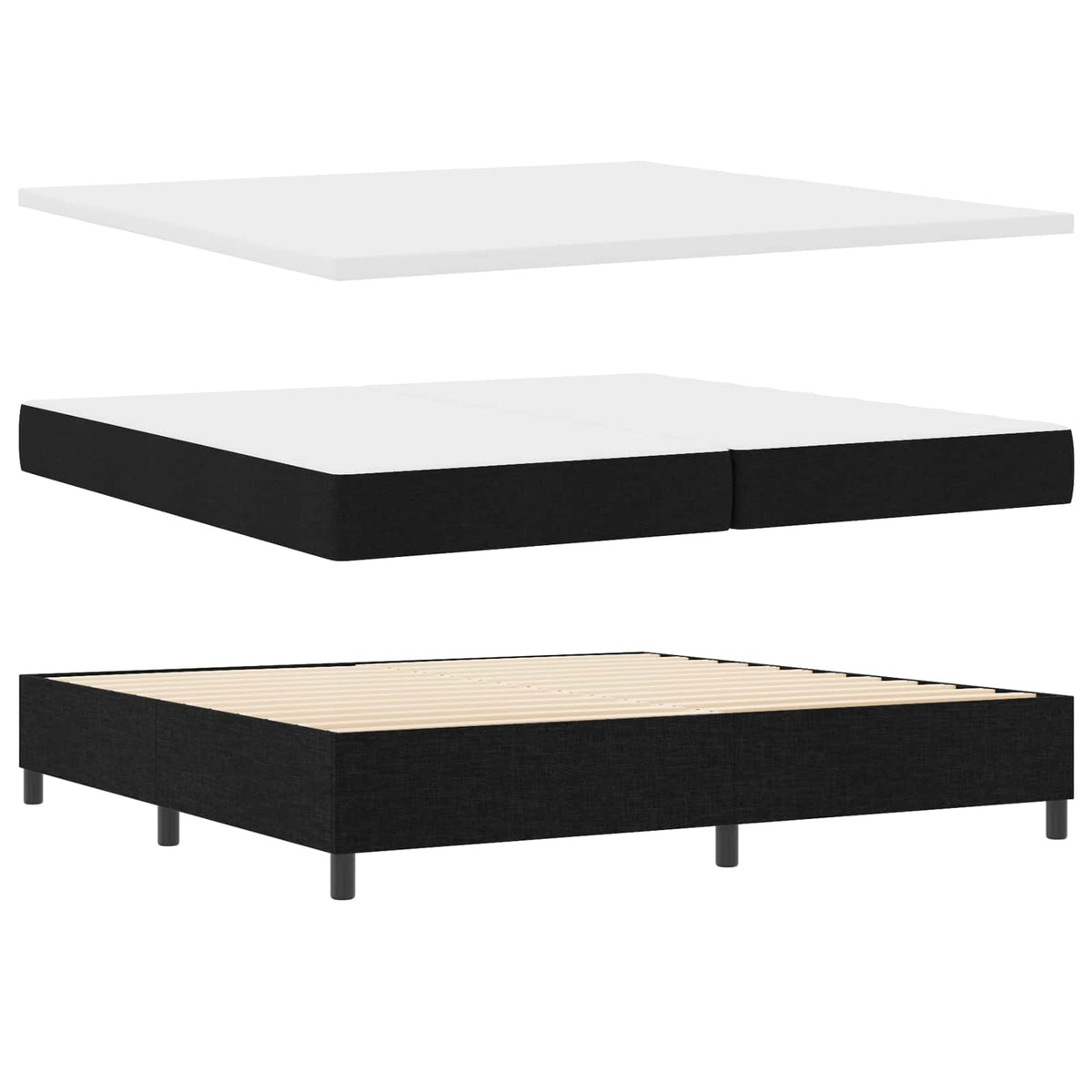 Boxspring bed met matras met LED Zwart 200 x 200 cm Stof is nu te koop bij PeponiXL, paradijselijk wonen!