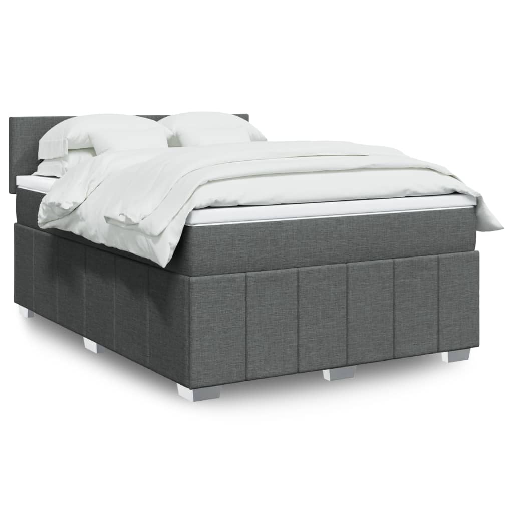 Boxspring met matras stof donkergrijs 140x200 cm is nu te koop bij PeponiXL, paradijselijk wonen!