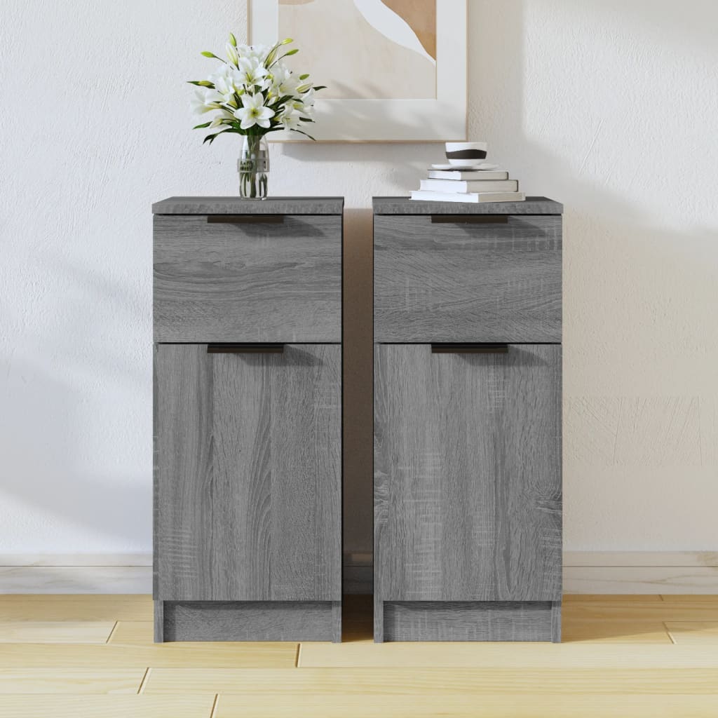 Dressoirs 2 st 30x30x70 cm bewerkt hout grijs sonoma eikenkleur is nu te koop bij PeponiXL, paradijselijk wonen!