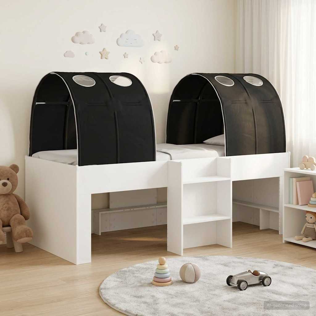 Bed met Tunnel 3 st Wit en zwart Bewerkt hout is nu te koop bij PeponiXL, paradijselijk wonen!