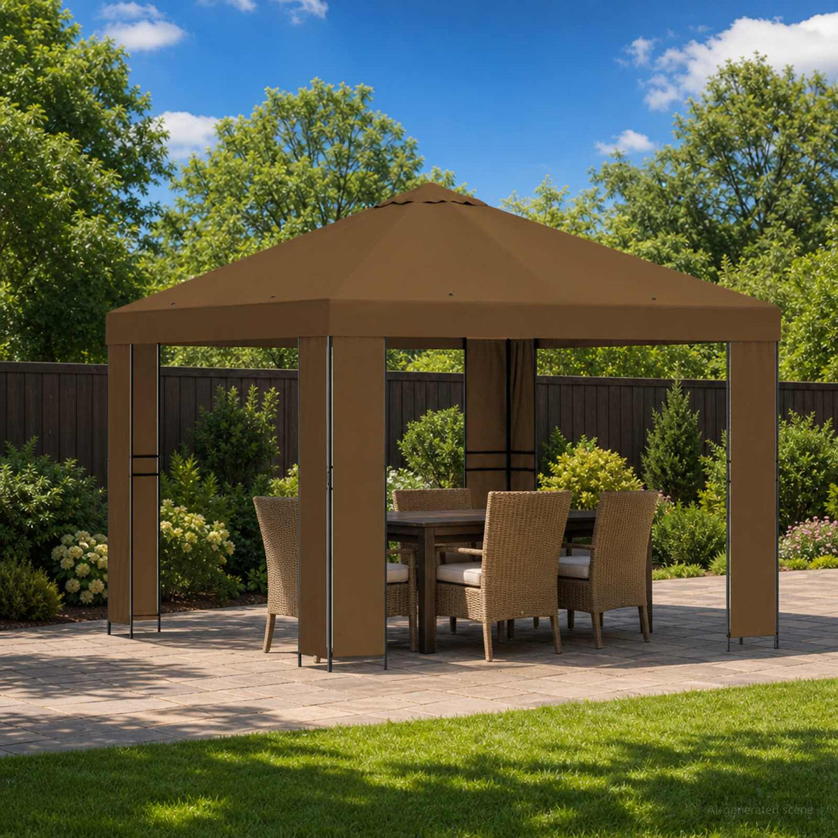 Prieel 3 x 3 m Taupe Polyester en staal 190 is nu te koop bij PeponiXL, paradijselijk wonen!