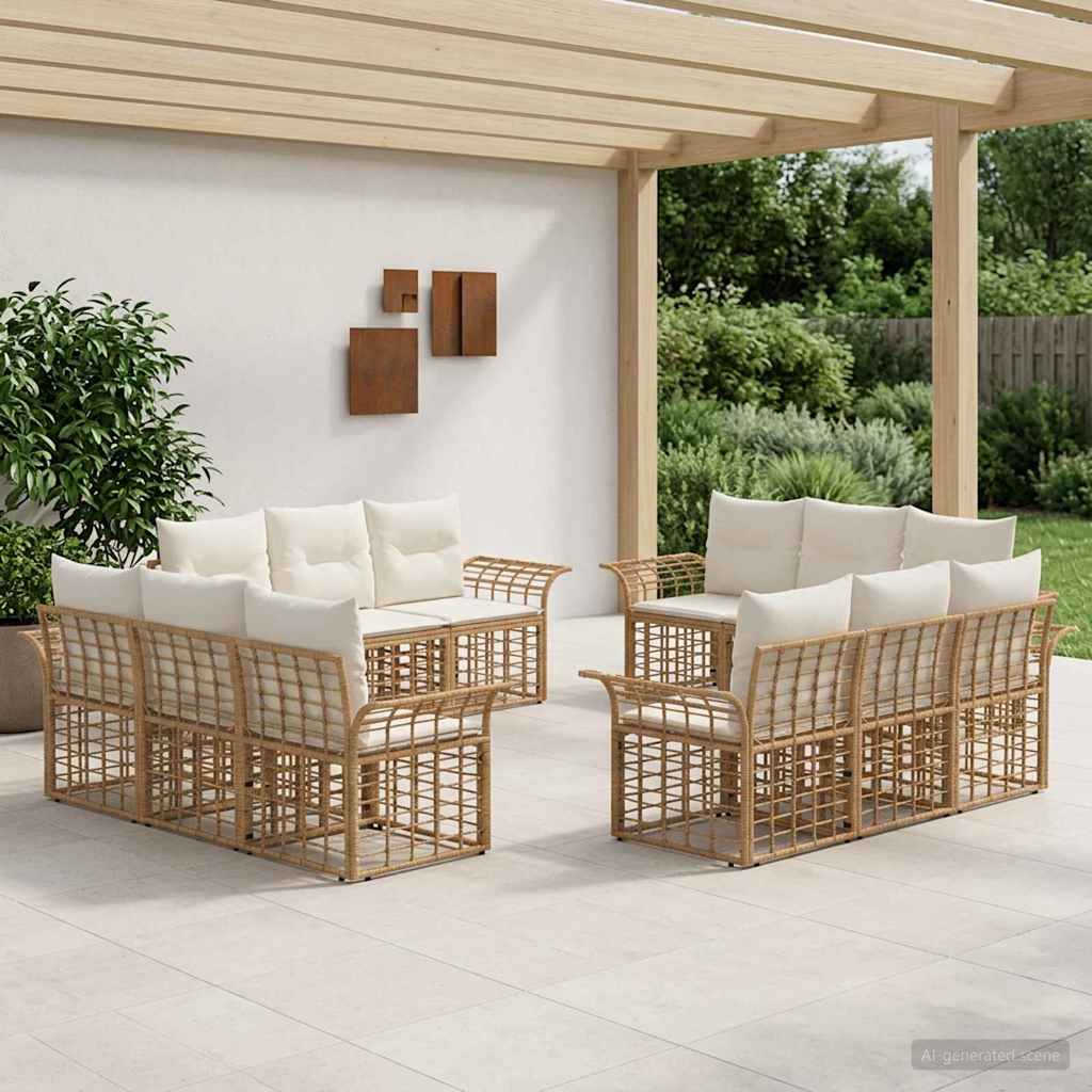 Buiten bankenset 12 pcs Natuurlijk en Crème Wit Polyester is nu te koop bij PeponiXL, paradijselijk wonen!