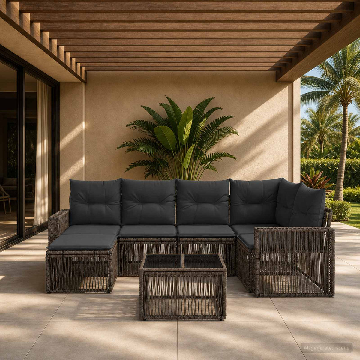 Tuinbankenset 7 pcs Grijs en Donkergrijs poly rattan is nu te koop bij PeponiXL, paradijselijk wonen!