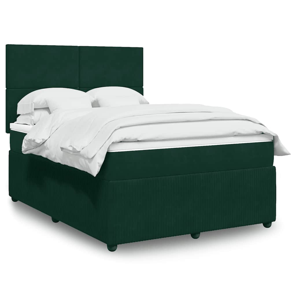 Boxspring met matras fluweel donkergroen 140x190 cm is nu te koop bij PeponiXL, paradijselijk wonen!