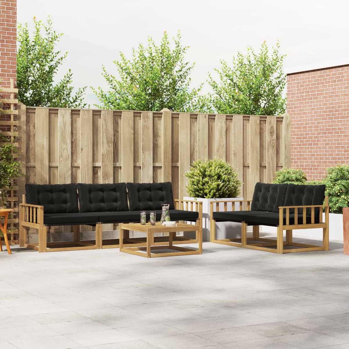 Buiten bankenset 6 pcs Wit en zwart 79 x 79 x 37 cm is nu te koop bij PeponiXL, paradijselijk wonen!