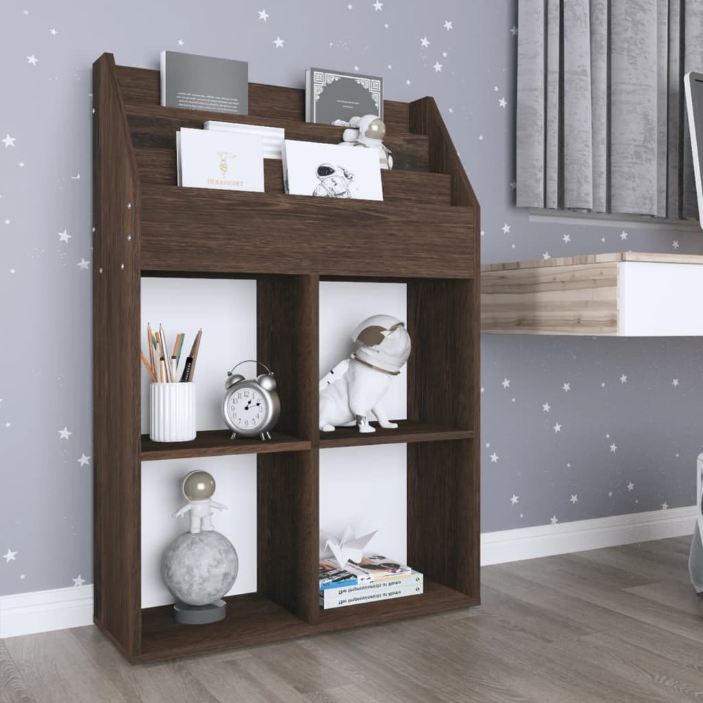 Kindertijdschriftenrek 71x30x114 cm bewerkt hout gerookt eiken is nu te koop bij PeponiXL, paradijselijk wonen!