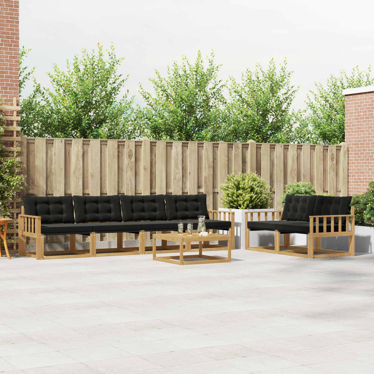 Buiten bankenset 7 pcs Wit en zwart 79 x 79 x 37 cm is nu te koop bij PeponiXL, paradijselijk wonen!