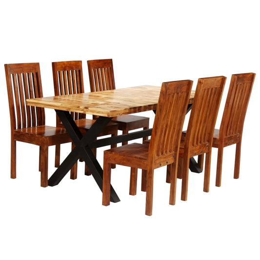 Eettafelset massief acacia- en mangohout 7-delig is nu te koop bij PeponiXL, paradijselijk wonen!