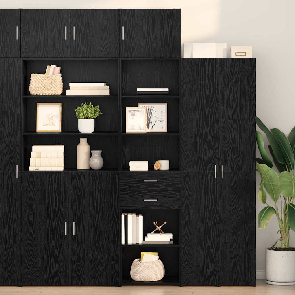 Highboard met lade Zwart Eiken 50 x 42,5 x 225 cm Bewerkt hout is nu te koop bij PeponiXL, paradijselijk wonen!