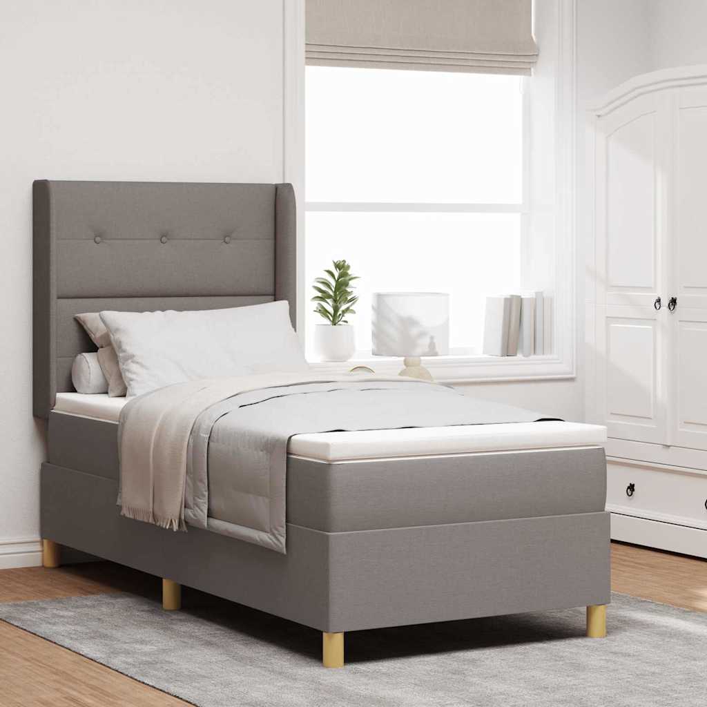 Boxspringbed met matras met hoofdeinde Taupe 90 x 200 cm Stof is nu te koop bij PeponiXL, paradijselijk wonen!