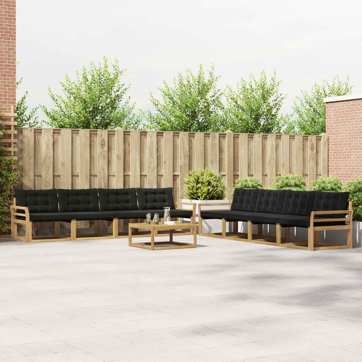Buiten bankenset 9 pcs Wit en zwart 79 x 79 x 37 cm is nu te koop bij PeponiXL, paradijselijk wonen!