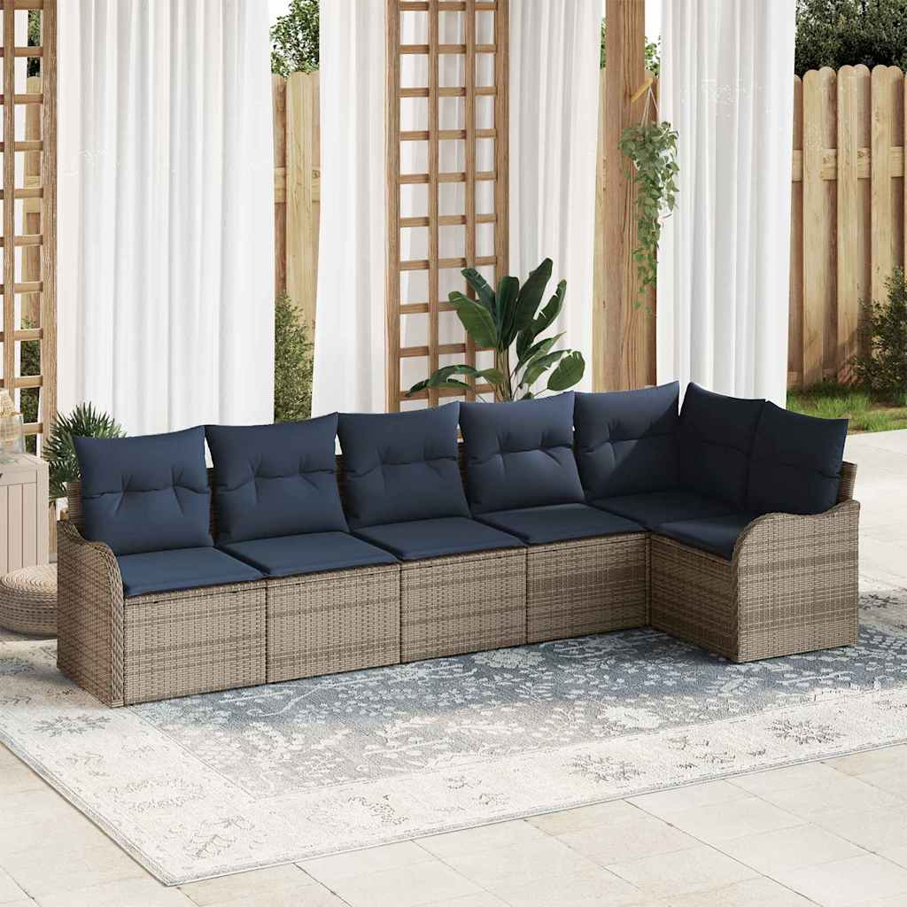 Tuin Sofa Set 6 st Grijs poly rattan is nu te koop bij PeponiXL, paradijselijk wonen!