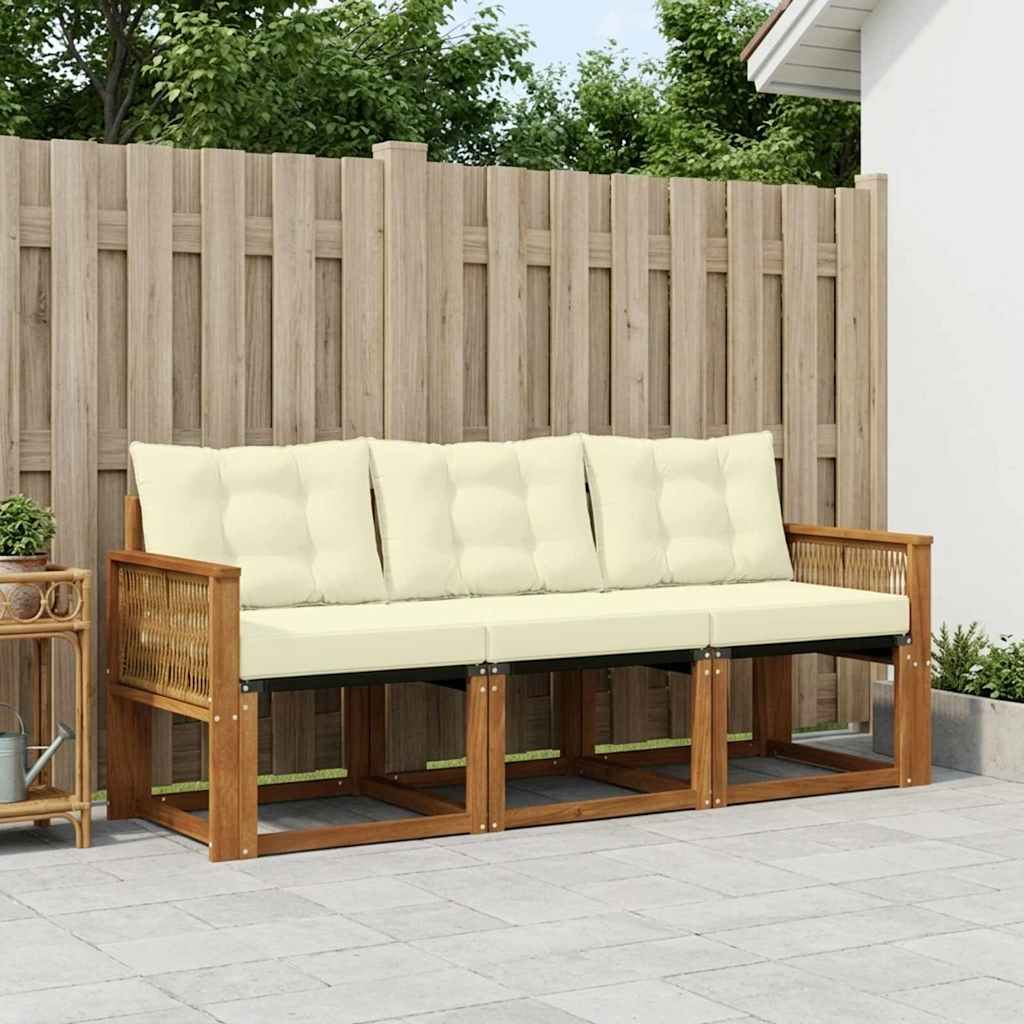Buiten bankenset met kussen 3 pcs Natuurlijk en Crème is nu te koop bij PeponiXL, paradijselijk wonen!