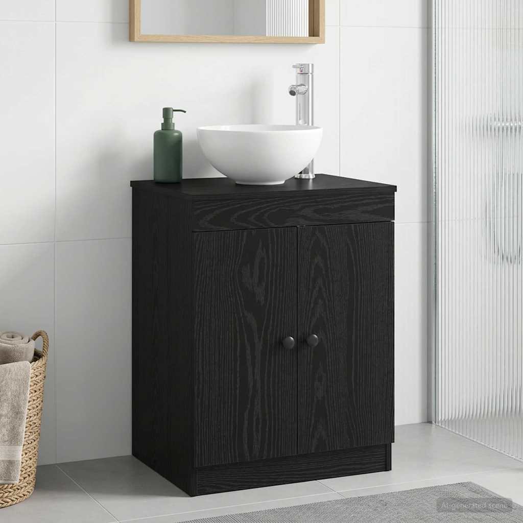 Badkamerkast Zwart 54 x 41 x 70 cm Bewerkt hout is nu te koop bij PeponiXL, paradijselijk wonen!