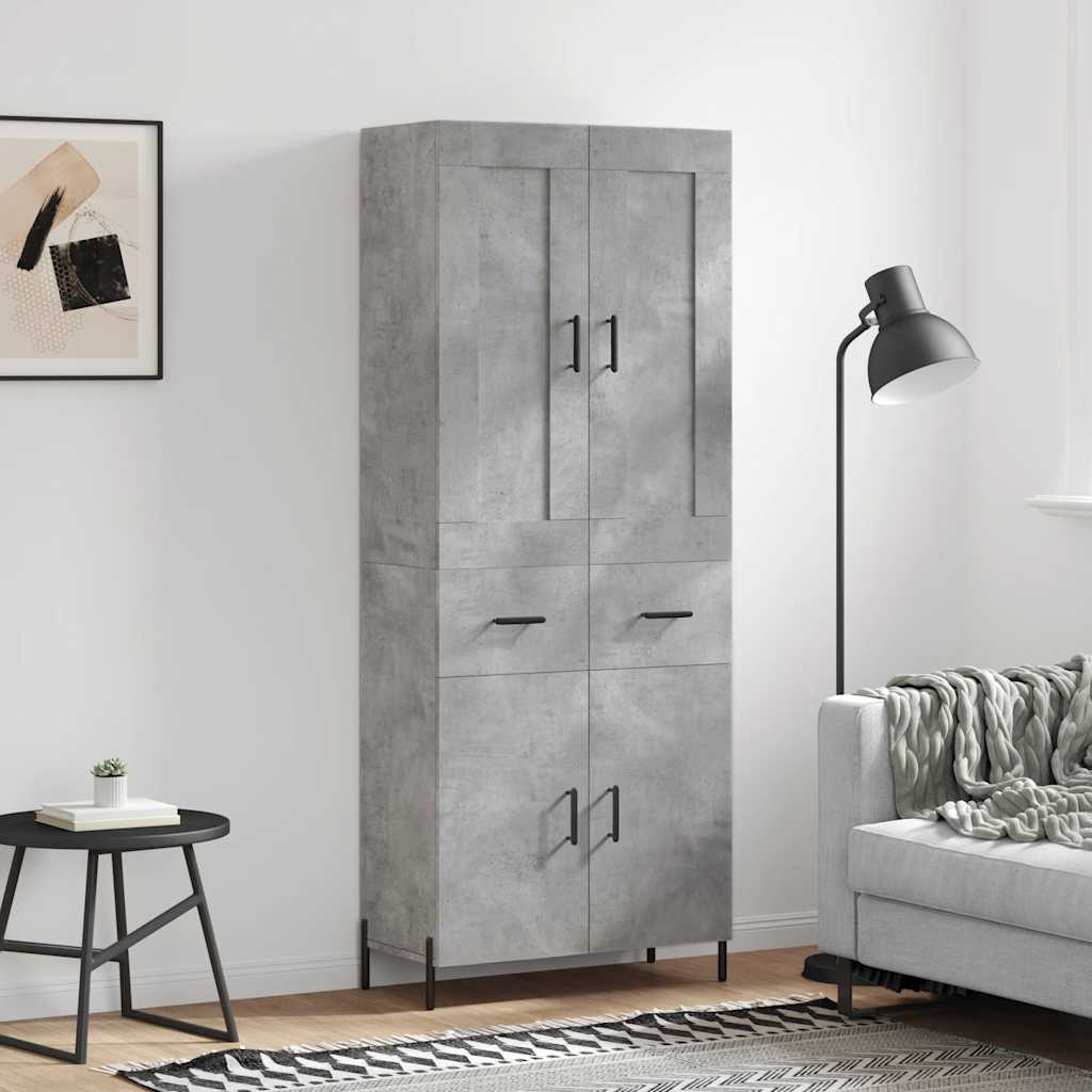 Hoge kast 69,5x34x180 cm bewerkt hout betongrijs is nu te koop bij PeponiXL, paradijselijk wonen!
