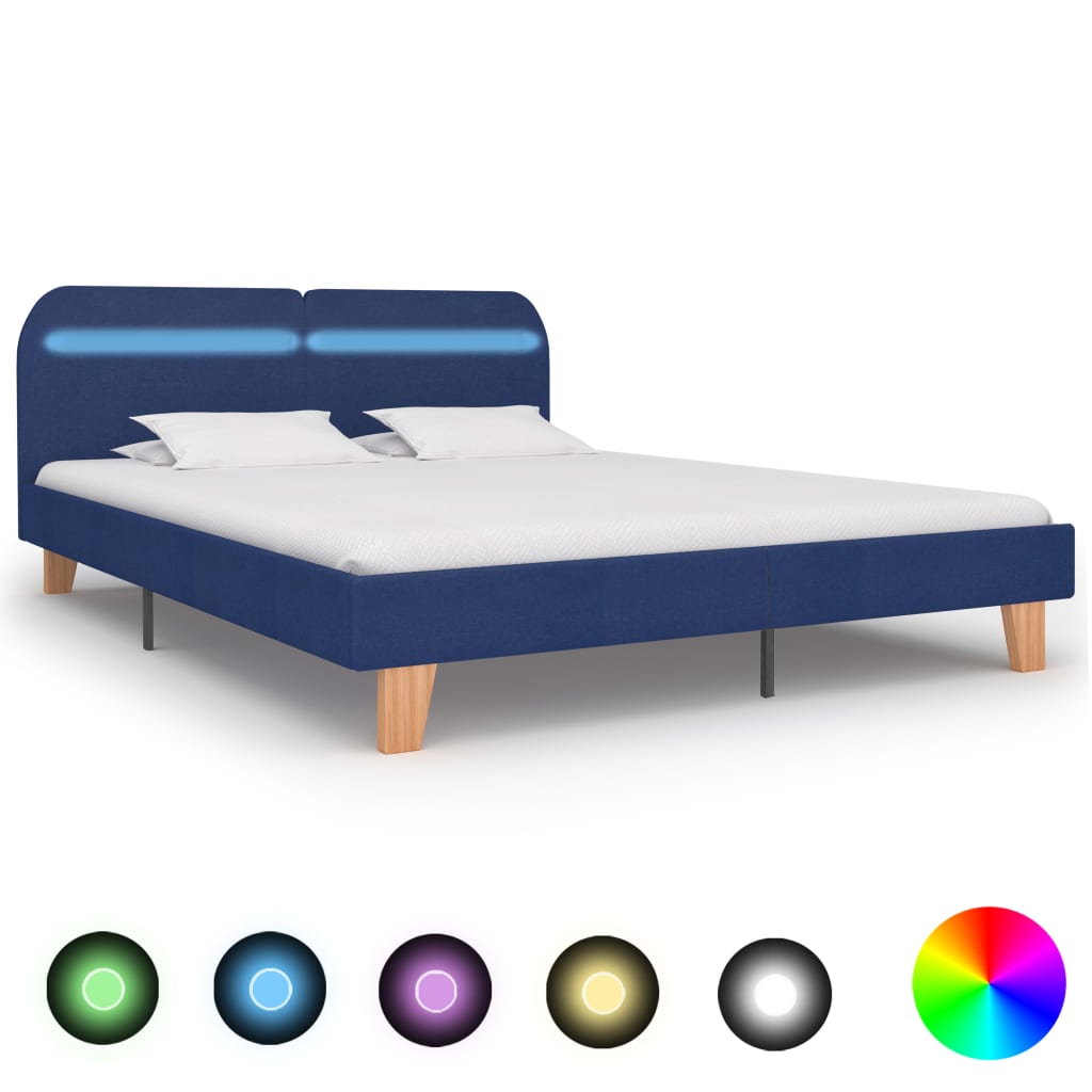 Bedframe met LED stof blauw 160x200 cm is nu te koop bij PeponiXL, paradijselijk wonen!