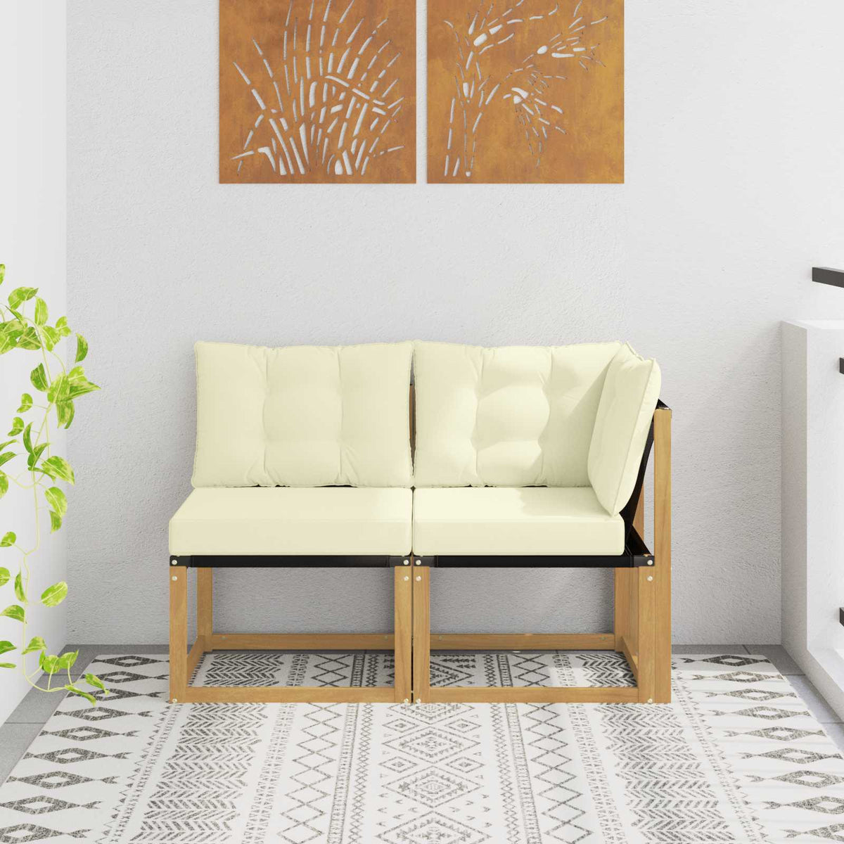 Outdoor Midden- en Hoeksalon met kussen 2 Stuk Wit is nu te koop bij PeponiXL, paradijselijk wonen!